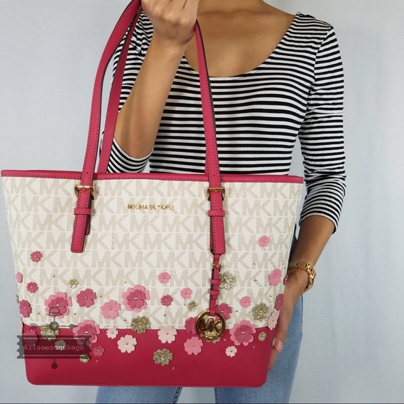 Michael Kors floral Jet set Carryall medium tote - Picture 2 of 8